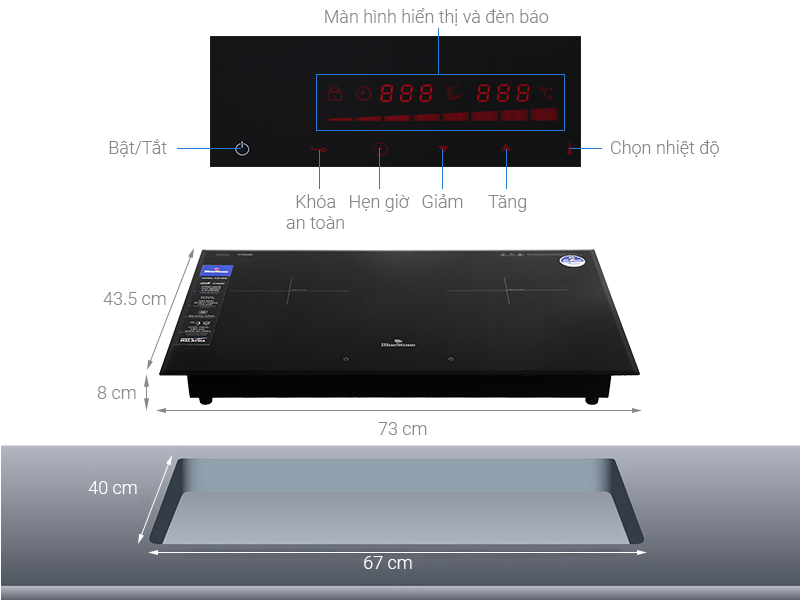 Bếp từ đôi BlueStone ICB-6948 Bếp từ đôi BlueStone ICB-6948