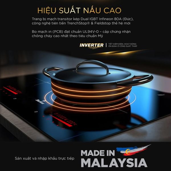 Bếp từ đôi cho hiệu suất nấu cao Bếp từ đôi