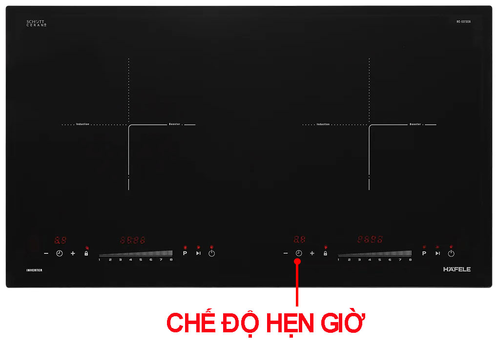 Chế độ hẹn giờ trên bếp từ 2 vùng nấu Hafele HC-I2732A/ 536.61.726 