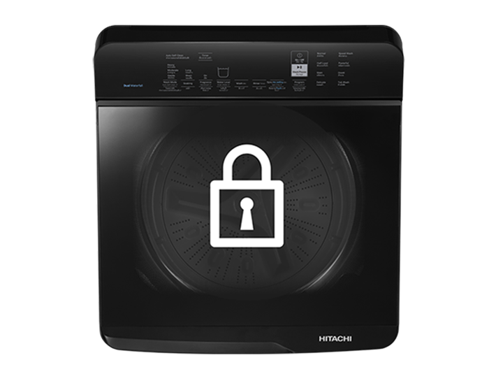 Máy giặt Hitachi 10,5kg LTL H0MVW0T GG có chức năng khóa an toàn