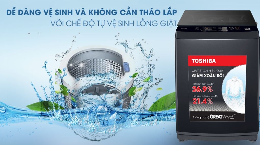 Máy giặt Toshiba Inverter 9.0 kg AW-DK1000FV(KK) - Vệ sinh lồng giặt