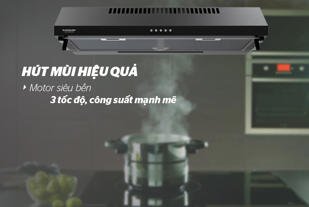 Máy hút mùi Sunhouse SHB6118B công suất mạnh mẽ