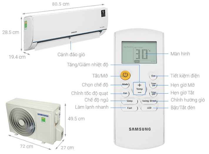 Cấu tạo của máy lạnh Samsung AR09TYHQASINSV