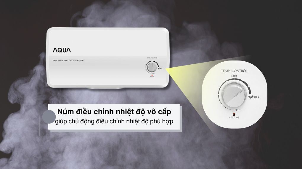 Máy nước nóng gián tiếp Aqua 20 lít 2500W AES20H-SUPER - Núm điều chỉnh vô cấp 