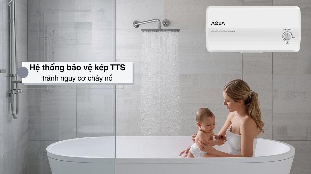 Máy nước nóng gián tiếp Aqua 20 lít 2500W AES20H-SUPER -Hệ thống ổn định nhiệt kép TTS