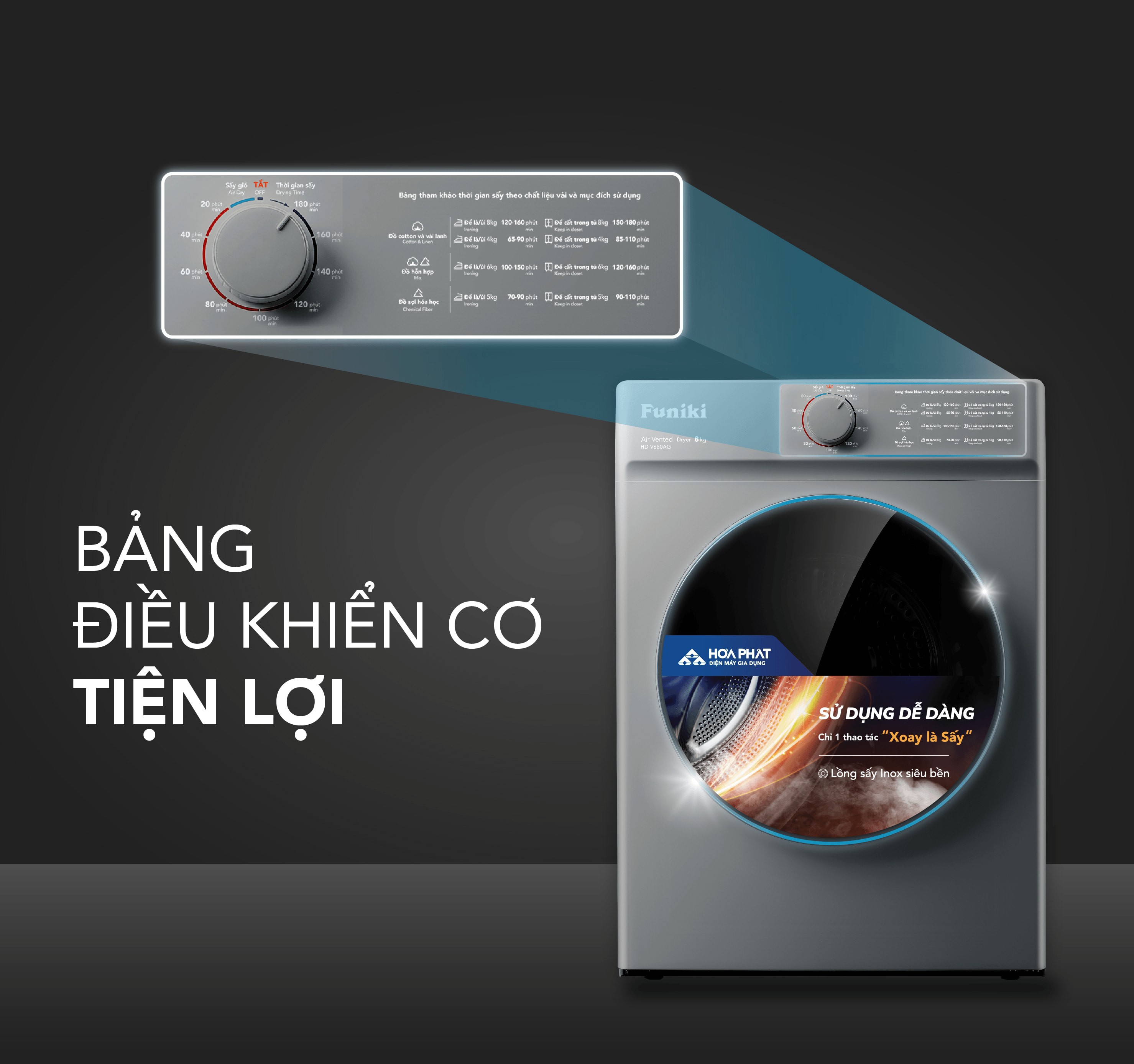 bảng điều khiển Funiki 8kg HD V680AG