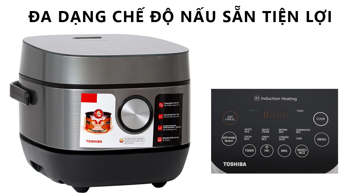 Toshiba RC-10IP1PV trang bị đa dạng chế độ nấu sẵn tiện lợi