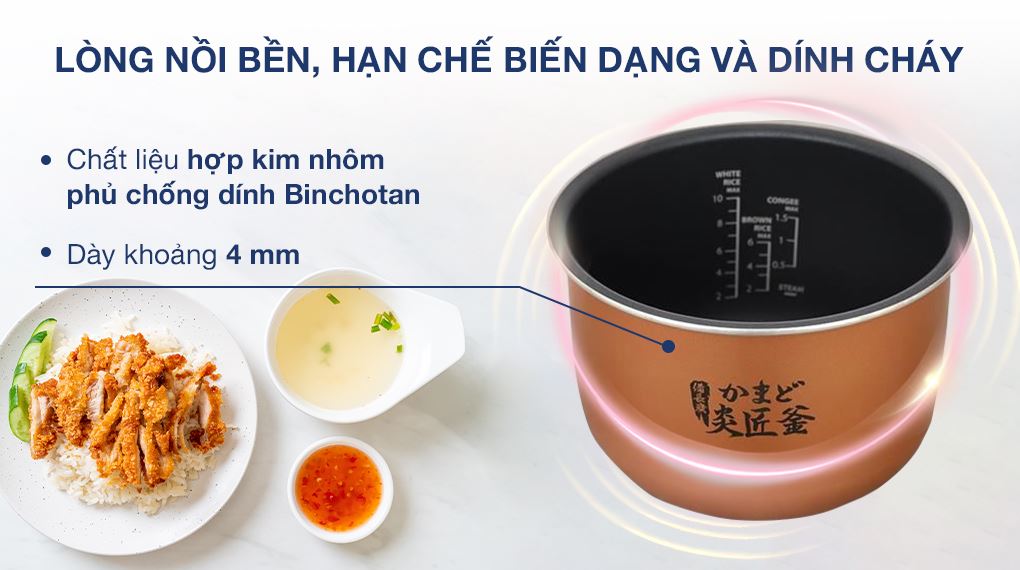 Nồi cơm điện tử Toshiba 1.8 lít RC-18DR5UVN(W) - Lòng nồi
