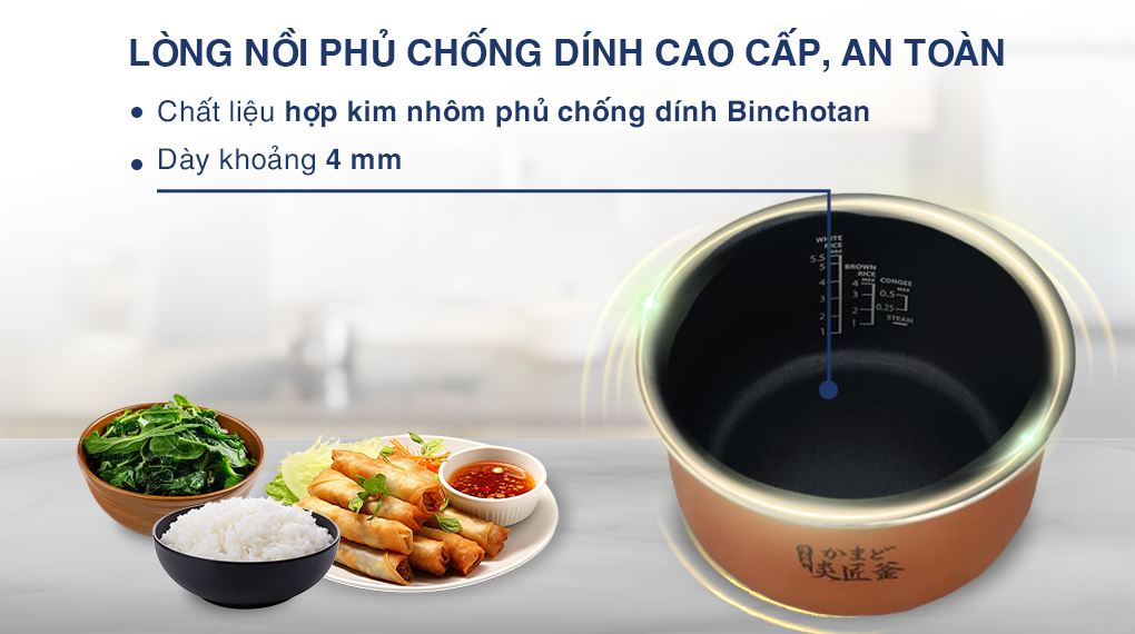 Nồi cơm điện tử Toshiba 1 lít RC-10DR5UVN(H) - Lòng nồi