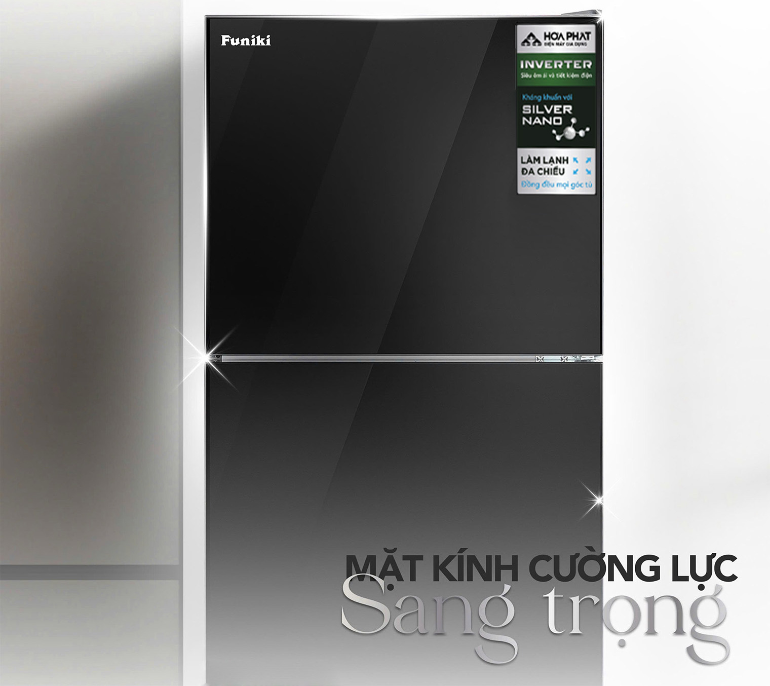 Tủ lạnh cánh kính Funiki Inverter HR T8209GB 209 lít