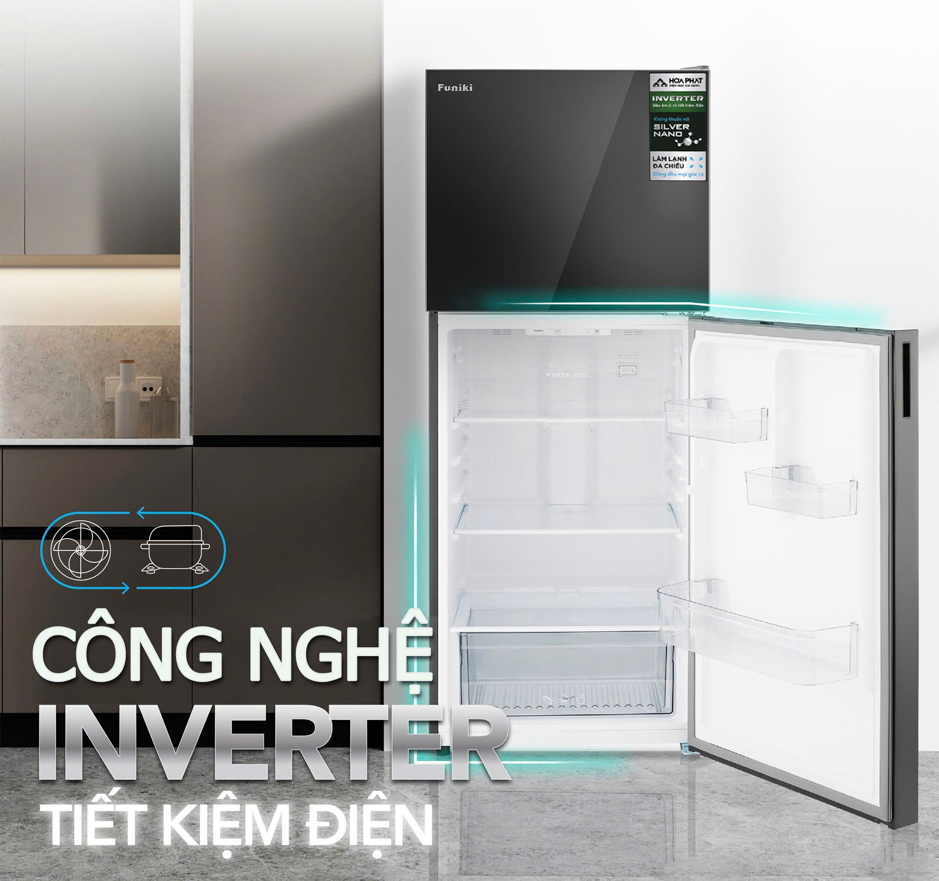 Tủ lạnh cánh kính Funiki Inverter HR T8209GB