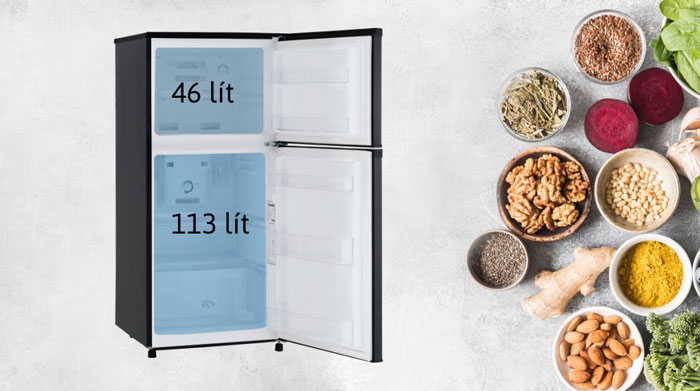 Tủ lạnh Funiki HR T6159TDG sở hữu dung tích sử dụng là 159 lít 