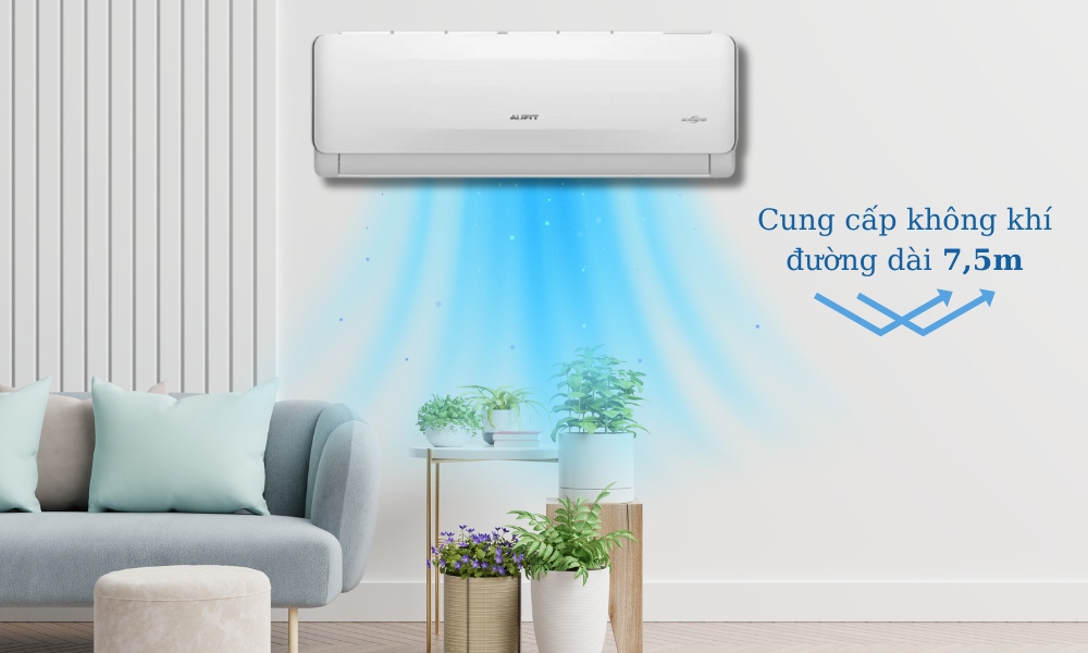 Máy Lạnh AUFIT AFW24FHA4DI-3VN cung cấp không khí đường dài 7,5m