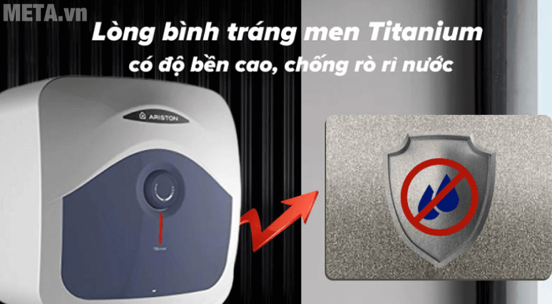 Bình nóng lạnh Ariston BLUE 30 R/AN 2.5 FE có lòng bình tráng men Titan đảm bảo độ bền