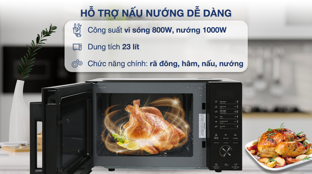 Lò vi sóng có nướng Electrolux EMG23D22B 23 lít - Công suất, dung tích, chức năng chính Lò vi sóng có nướng Electrolux EMG23D22B 23 lít - Công suất, dung tích, chức năng chính