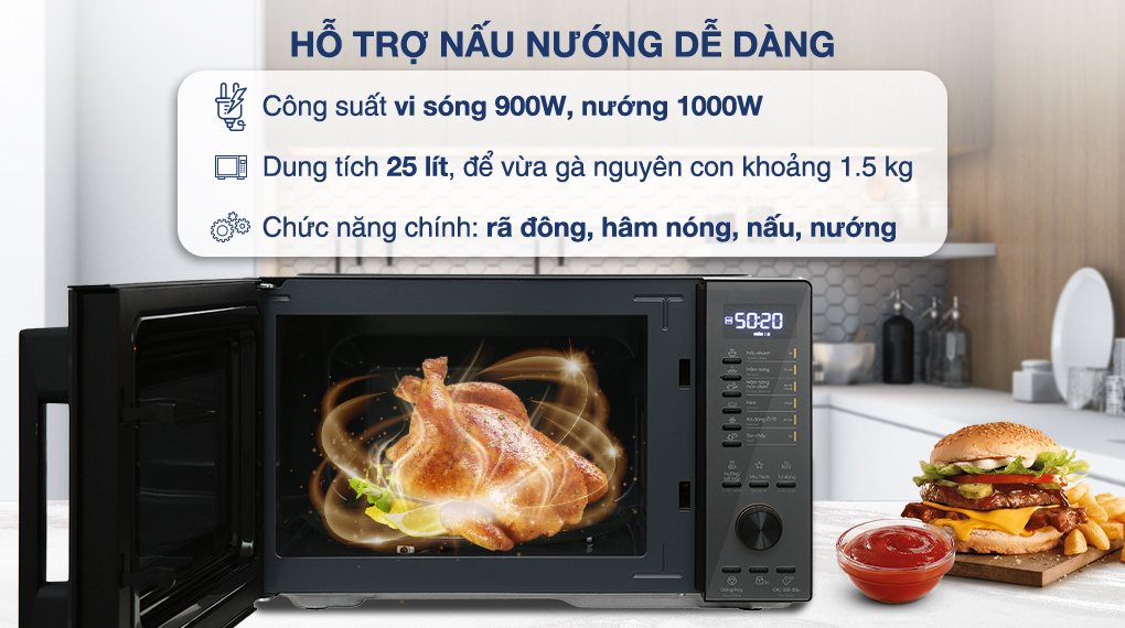 Lò vi sóng có nướng Electrolux EMG25D22BM 25 lít - Hỗ trợ nấu nướng Lò vi sóng có nướng Electrolux EMG25D22BM 25 lít - Hỗ trợ nấu nướng