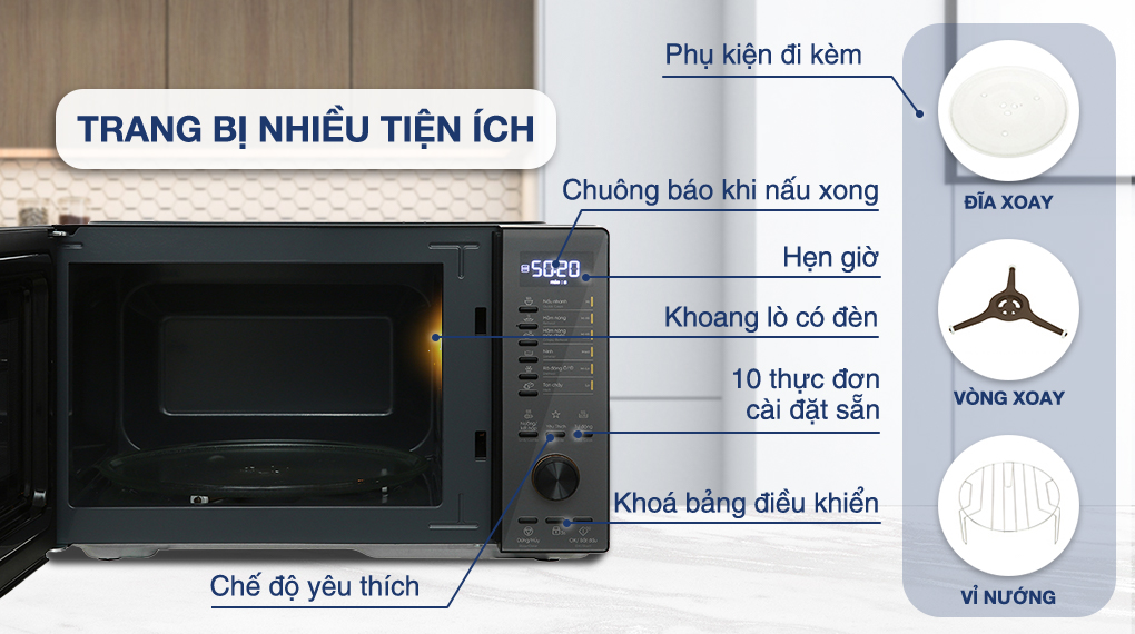 Lò vi sóng có nướng Electrolux EMG25D22BM 25 lít - Tiện ích Lò vi sóng có nướng Electrolux EMG25D22BM 25 lít - Tiện ích