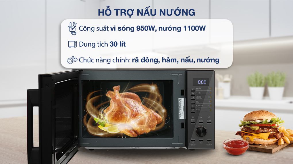 Lò vi sóng có nướng Electrolux EMG30D22BM 30 lít - Hỗ trợ nấu nướng Lò vi sóng có nướng Electrolux EMG30D22BM 30 lít - Hỗ trợ nấu nướng