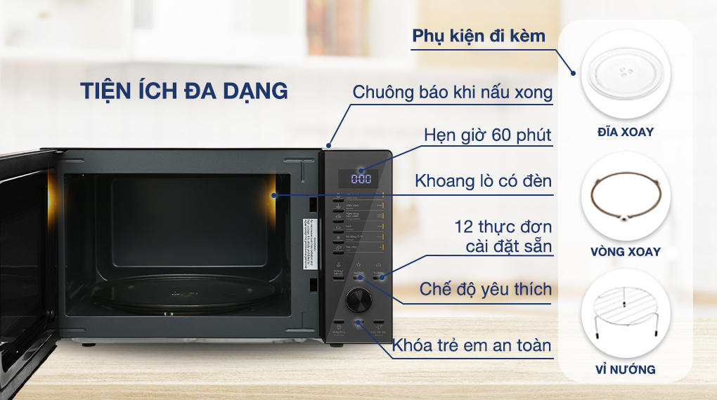 Lò vi sóng có nướng Electrolux EMG30D22BM - Tiện ích Lò vi sóng có nướng Electrolux EMG30D22BM - Tiện ích