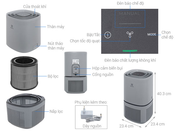Cấu tạo của máy lọc không khí Electrolux EP32-25UGA 25W