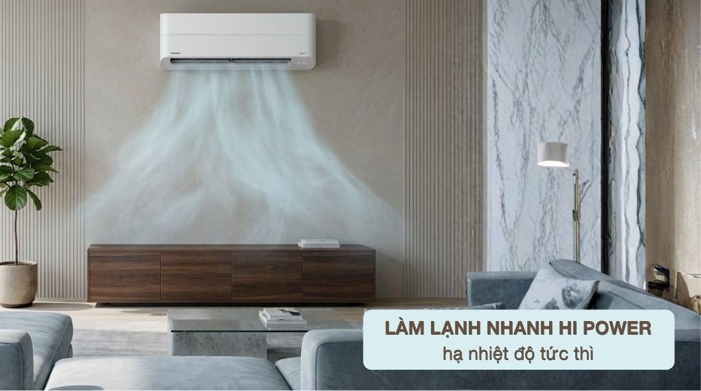 Làm lạnh nhanh Hi Power - Máy lạnh Toshiba Inverter 1.5 HP RAS-H13P2KCVG-V
