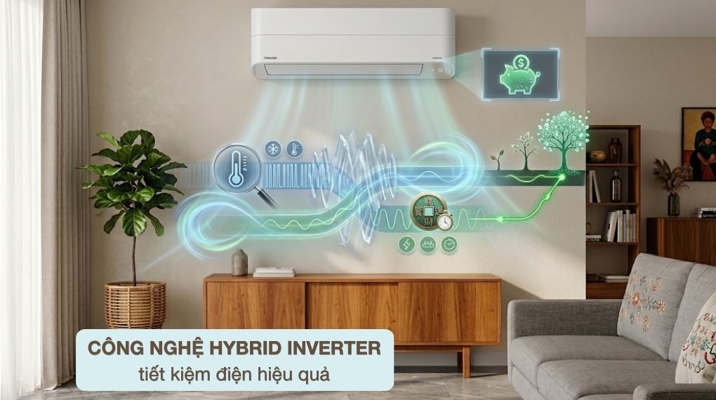 Công nghệ Hybrid Inverter - Máy lạnh Toshiba Inverter 1 HP RAS-H10P2KCVG-V