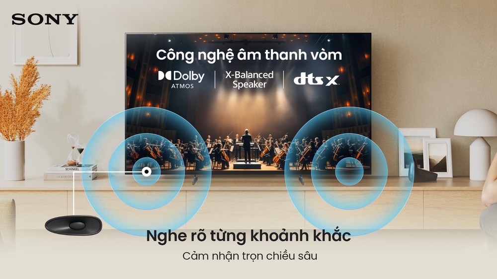 Thưởng thức âm thanh vòm sống động Sony Google Smart TV BRAVIA 3 II K-50XR30M2