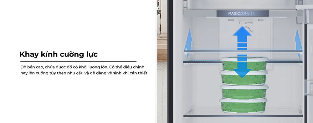 Kính chịu lực chắc chắn, chịu tải tốt khi bảo quản thực phẩm