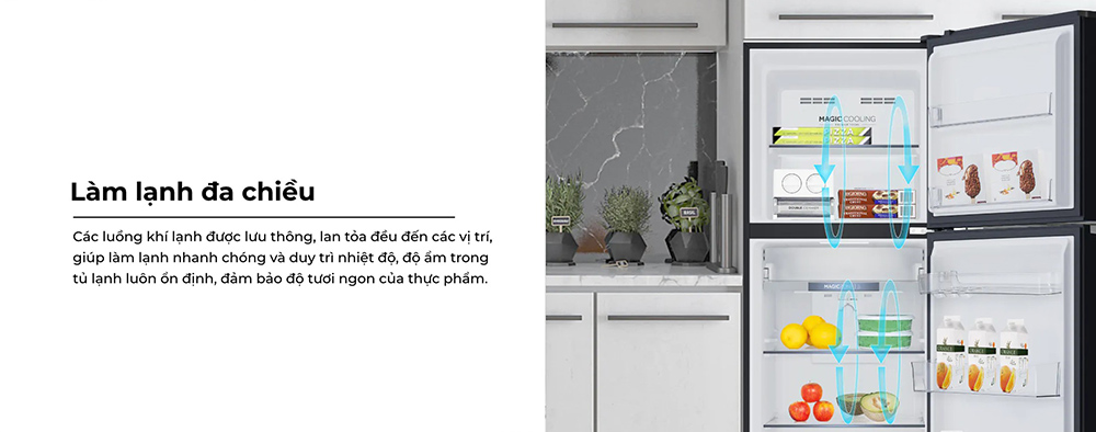 Tủ Lạnh Inverter 283 Lít AQR-T305FA(LB) giữ thực phẩm tươi ngon đồng đều