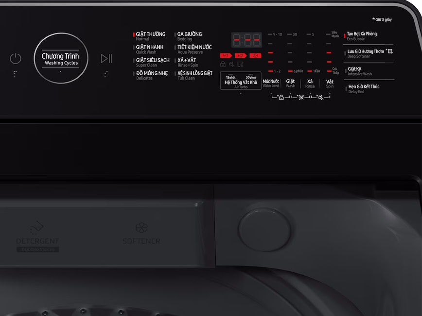 Samsung WA40F12E4LSV có bảng điều khiển tiếng Việt Samsung WA40F12E4LSV