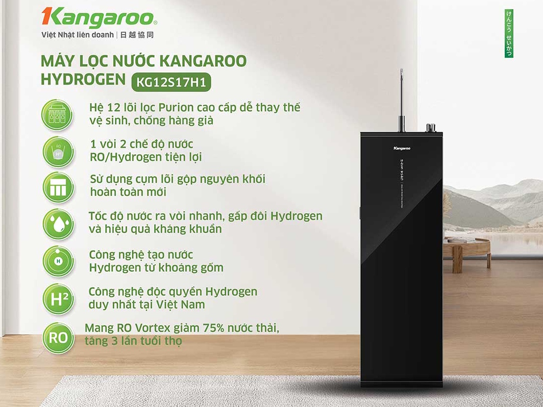 Máy lọc nước Kangaroo Hydrogen 12 lõi KG12S17H1