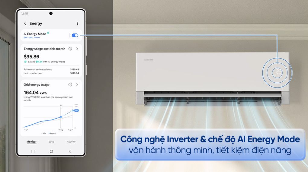 Máy lạnh Samsung Wind-Free Inverter 1.5 HP AR70H13D1BWNSV - Công nghệ tiết kiệm điện Máy lạnh Samsung Wind-Free Inverter 1.5 HP AR70H13D1BWNSV - Công nghệ tiết kiệm điện
