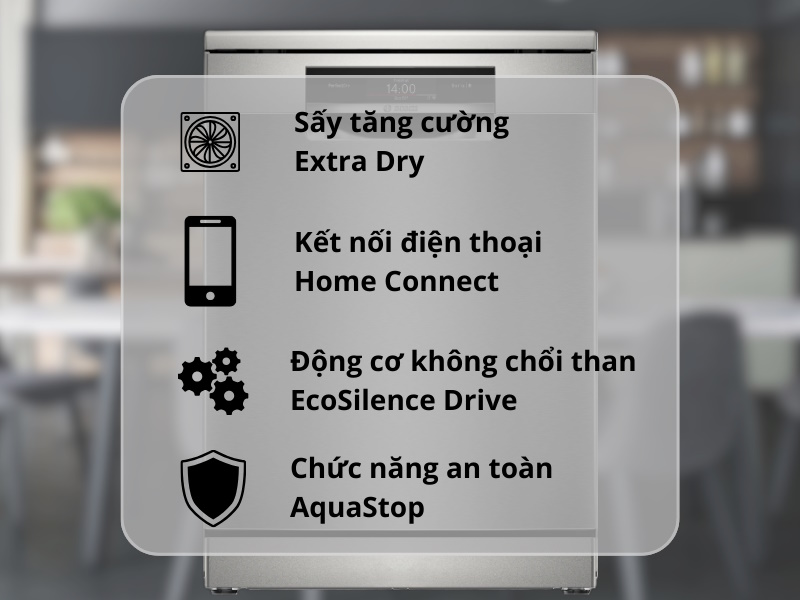 Máy rửa bát SMS8ZDI86M tự dừng khi rò rỉ nước Máy rửa bát SMS8ZDI86M