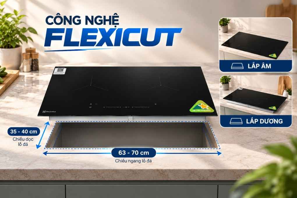 Bếp từ đôi âm Electrolux ​EHI7266BF 5000W - Công nghệ Flexicut