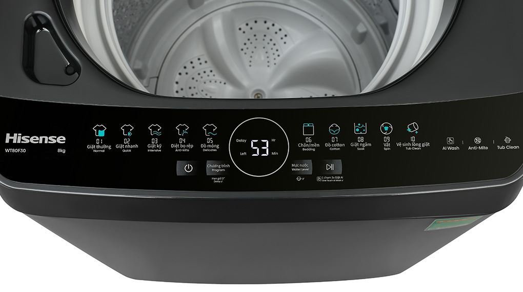 Máy giặt Hisense 8 kg WT80F30 - Bảng điều khiển