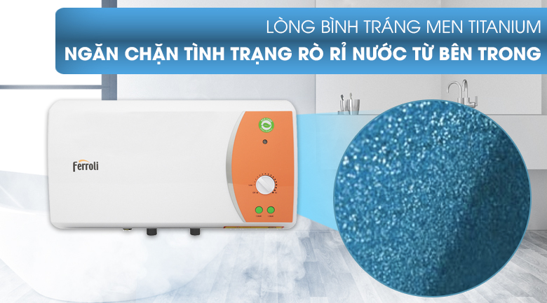 Lòng bình tráng men Titanium - Bình nước nóng Ferroli VERDI 15L TE 15 Lít Lòng bình tráng men Titanium - Bình nước nóng Ferroli VERDI 15L TE 15 Lít