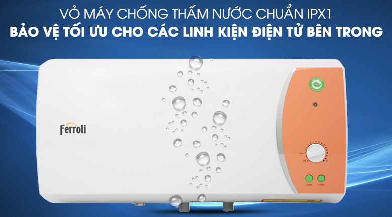 Vỏ máy chống thấm nước chuẩn IPX1 - Bình nước nóng Ferroli VERDI 30L TE 30 lít Vỏ máy chống thấm nước chuẩn IPX1 - Bình nước nóng Ferroli VERDI 30L TE 30 lít