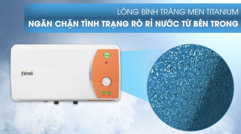 Lòng bình tráng men Titanium - Bình nước nóng Ferroli VERDI 30L TE 30 lít Lòng bình tráng men Titanium - Bình nước nóng Ferroli VERDI 30L TE 30 lít