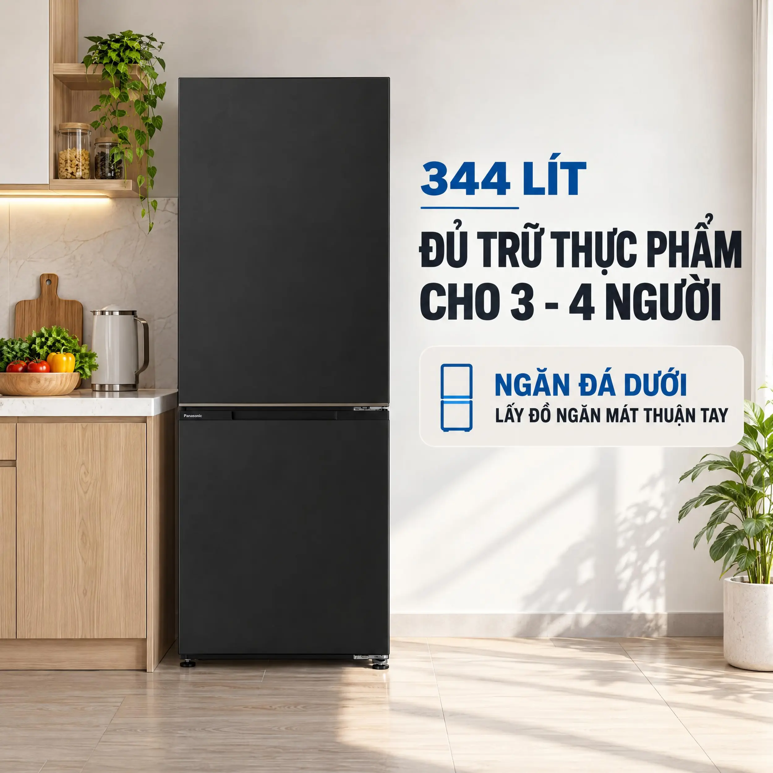 Tủ lạnh Panasonic Inverter 344 lít NR-BV372BWKV - Dung tích 344 lít
