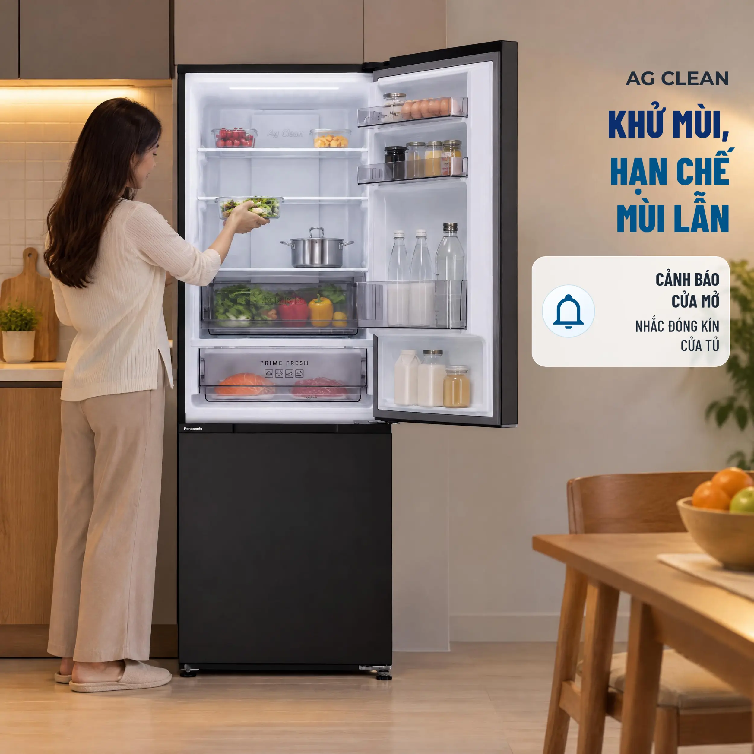 Tủ lạnh Panasonic Inverter 344 lít NR-BV372BWKV - AG Clean hỗ trợ khử mùi