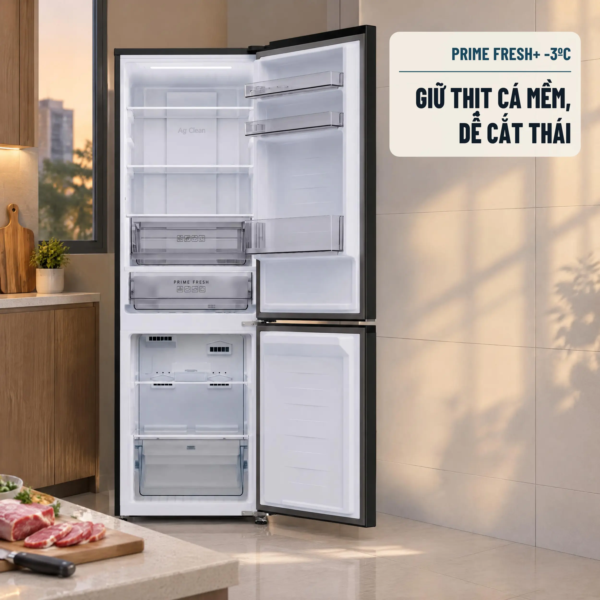 Tủ lạnh Panasonic Inverter 374 lít NR-BV412BWKV - Cấp đông mềm Prime Fresh