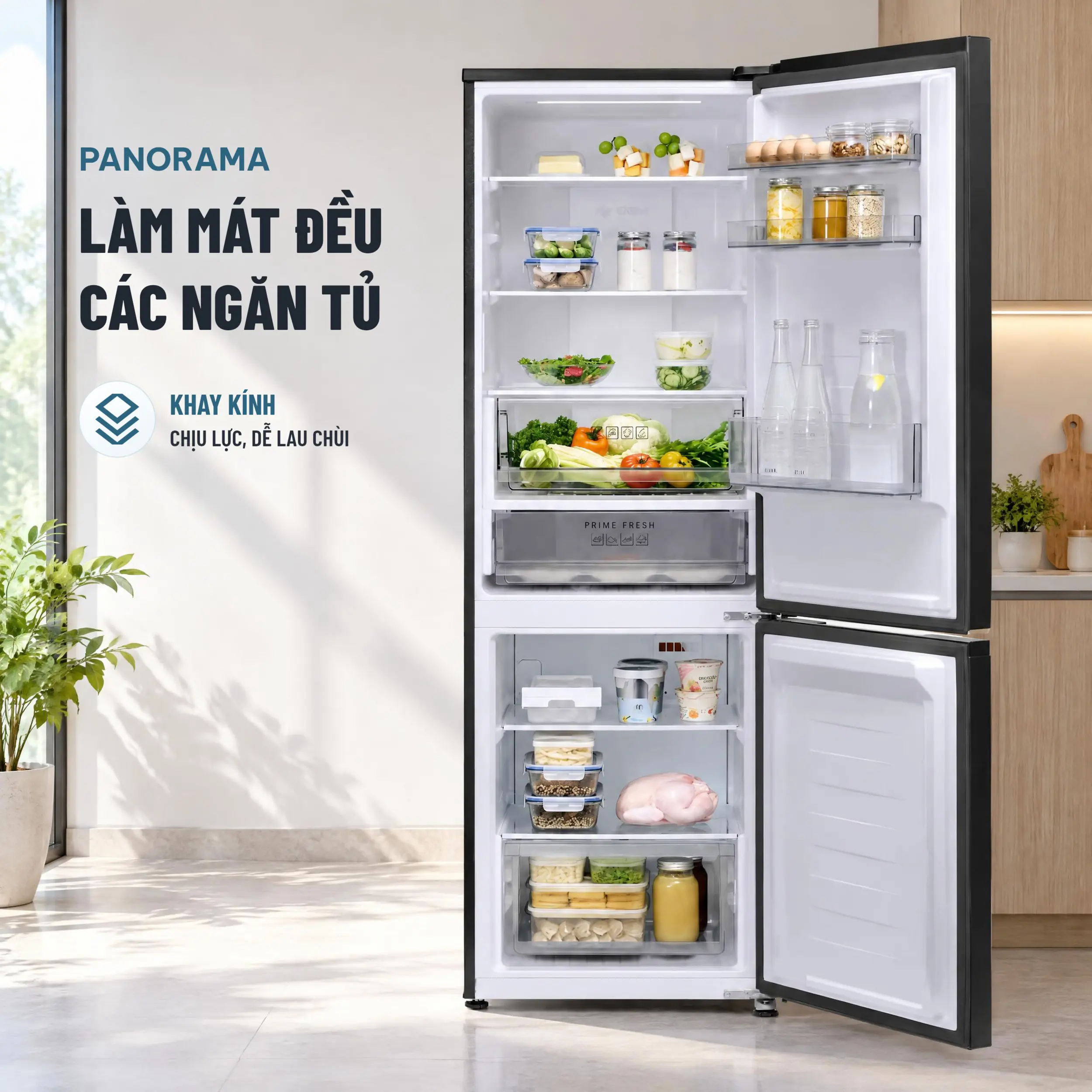 Tủ lạnh Panasonic Inverter 374 lít NR-BV412BWKV - Panorama làm lạnh đều