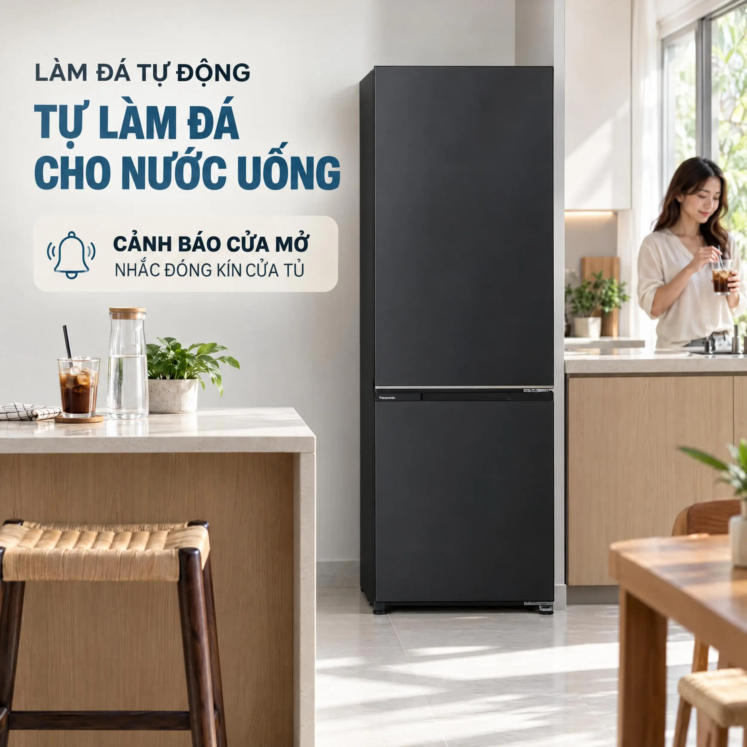 Tủ lạnh Panasonic Inverter 374 lít NR-BV412BWKV - Làm đá tự động